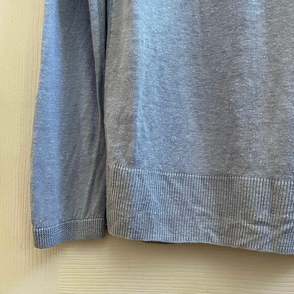 Talbots Powder Blue Linen Side Slits Cardigan Size Medium Lightweight - Picture 10 of 14